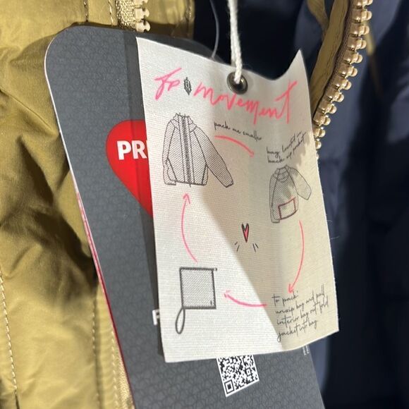 FREE PEOPLE PARKER PACKABLE PUFF JACKET NWT MEDIUM BLACK AND SAGE - Picture 8 of 12